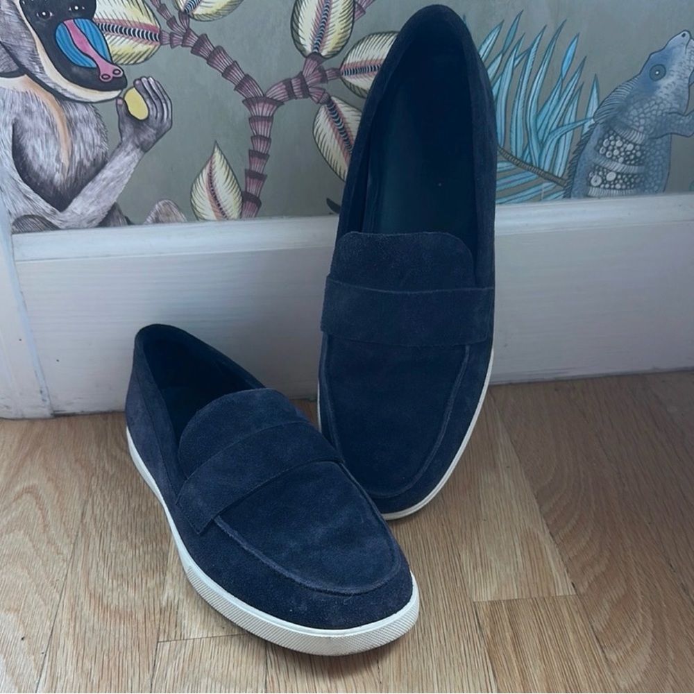 Vince Navy Suede Slip-On Loafers